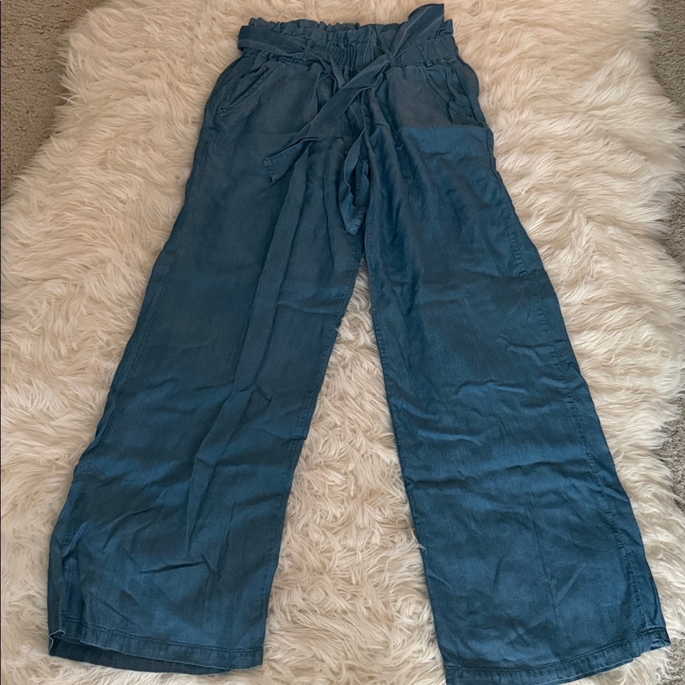 Wide leg paper bag pants